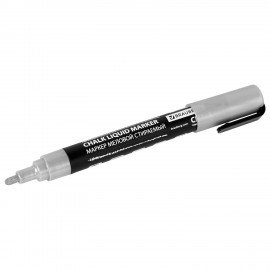 Маркер меловой CHALK LIQUID MARKER, СЕРЕБРИСТЫЙ, 3 мм, стираемый, BRAUBERG "CHALK", 152593