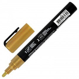 Маркер меловой CHALK LIQUID MARKER, ЗОЛОТИСТЫЙ, 3 мм, стираемый, BRAUBERG "CHALK", 152594