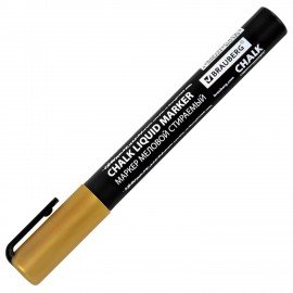 Маркер меловой CHALK LIQUID MARKER, ЗОЛОТИСТЫЙ, 3 мм, стираемый, BRAUBERG "CHALK", 152594