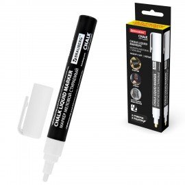 Маркеры меловые CHALK LIQUID MARKER, БЕЛЫЕ НАБОР 3шт, 3мм, СТИКЕРЫ В ПОДАРОК, BRAUBERG, 152595