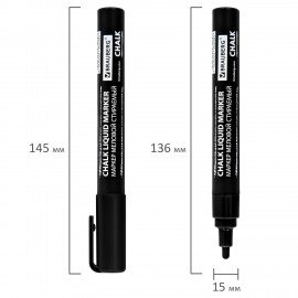 Маркер меловой CHALK LIQUID MARKER, ЧЕРНЫЙ, 3 мм, стираемый, BRAUBERG "CHALK", 152600