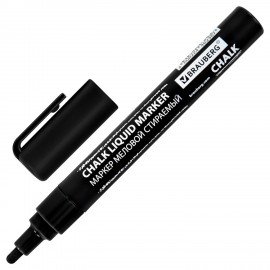 Маркер меловой CHALK LIQUID MARKER, ЧЕРНЫЙ, 3 мм, стираемый, BRAUBERG "CHALK", 152600