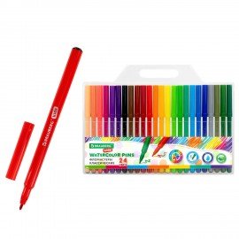 Фломастеры BRAUBERG KIDS КЛАССИЧЕСКИЕ 24 цвета, вентилируемый колпачок, ПВХ-упаковка, 152602
