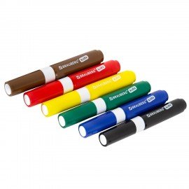 Фломастеры супер смываемые толстые для малышей BRAUBERG KIDS, 6 цветов, ПВХ-упаковка, 152604