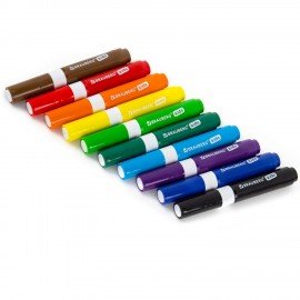 Фломастеры супер смываемые толстые для малышей BRAUBERG KIDS, 10 цветов, ПВХ-упаковка, 152605