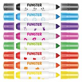 Фломастеры-штампы двусторонние FUNSTER (ФАНСТЕР) 8 цветов, ударопрочный наконечник, 152627