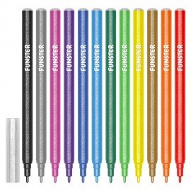 Фломастеры с блестками FUNSTER (ФАНСТЕР) "GLITTER" 12 цветов, ударопрочный наконечник, 152629