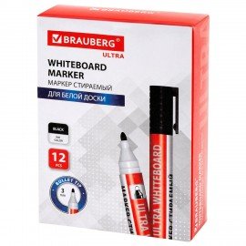 Маркер стираемый для белой доски ЧЕРНЫЙ, BRAUBERG "ULTRA WHITEBOARD MARKER", 3 мм, с клипом, 152634