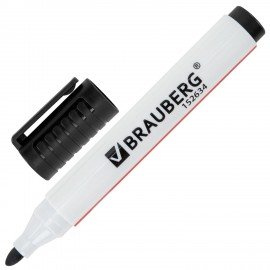 Маркер стираемый для белой доски ЧЕРНЫЙ, BRAUBERG "ULTRA WHITEBOARD MARKER", 3 мм, с клипом, 152634