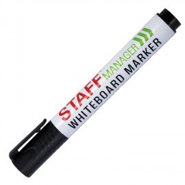 Маркер стираемый для белой доски ЧЕРНЫЙ, STAFF "MANAGER" WBM-300, 3 мм, с клипом, 152636
