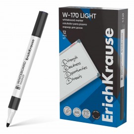 Маркер для доски ERICH KRAUSE "W-170 Light", ЧЕРНЫЙ, круглый наконечник, 2,5 мм, 6356, 63567