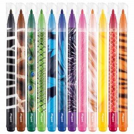 Фломастеры MAPED (Франция) "Animals" 12 цветов, смываемые, вентилируемый колпачок, 845403