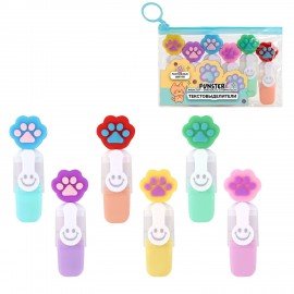 Набор текстовыделителей с топперами 6 ЦВЕТОВ ПАСТЕЛЬ, "ЛАПКИ", линия 1-4 мм, FUNSTER (ФАНСТЕР), 152650