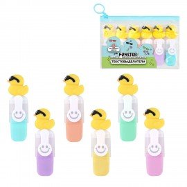 Набор текстовыделителей с топперами 6 ЦВЕТОВ ПАСТЕЛЬ, "КРУТЫЕ УТЯТА", линия 1-4 мм, FUNSTER (ФАНСТЕР), 152652