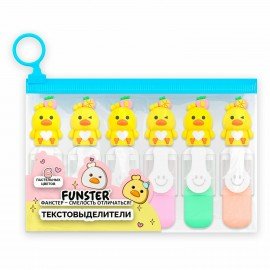 Набор текстовыделителей с топперами 6 ЦВЕТОВ ПАСТЕЛЬ, "НЕЖНЫЕ ЦЫПЛЯТА", линия 1-4мм, FUNSTER (ФАНСТЕР), 152653