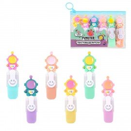 Набор текстовыделителей с топперами 6 ЦВЕТОВ ПАСТЕЛЬ, "КОСМО", линия 1-4 мм, FUNSTER (ФАНСТЕР), 152654