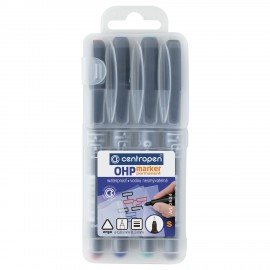 Маркеры перманентные для любой гладкой поверхности 4 ЦВЕТА CENTROPEN "OHP", 0,3 мм, 2, 626340401