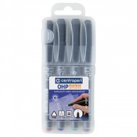 Маркеры перманентные для любой гладкой поверхности 4 ЦВЕТА CENTROPEN "OHP", 0,6 мм, 2, 626360401