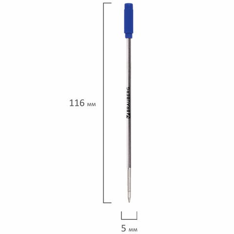 Стержень шариковый масляный BRAUBERG металлический, 116 мм, тип CROSS, узел 1 мм, с подвесом, синий, 170350
