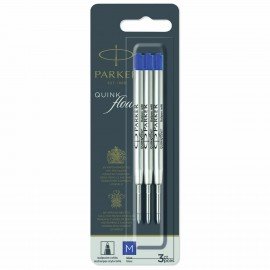 Стержень шариковый PARKER "Quinkflow", КОМПЛЕКТ 3 шт., металлический, 98 мм, узел 1 мм, блистер, синий, 2119152