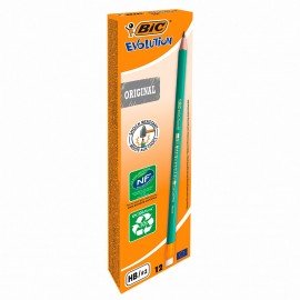 Карандаш чернографитный BIC, 1 шт., "Evolution", HB, с ластиком, корпус зеленый, 8803323