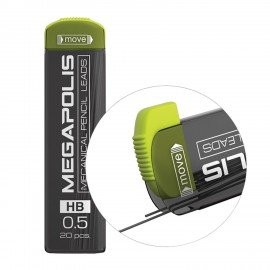 Грифели запасные 0,5 мм, HB, ERICH KRAUSE, КОМПЛЕКТ 20 шт., "Megapolis", 20345