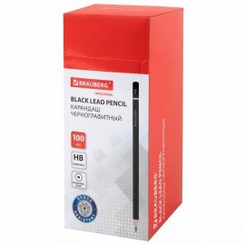 Карандаш чернографитный BRAUBERG, 1 шт., "Touch line", НВ, корпус черный, заточенный, 180621