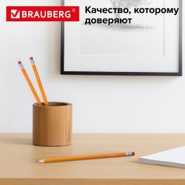 Карандаши чернографитные простые с ластиком HB, ВЫГОДНАЯ УПАКОВКА КОМПЛЕКТ 12 штук, BRAUBERG, 180635