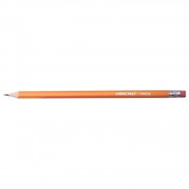 Карандаши чернографитные простые с ластиком HB, ВЫГОДНАЯ УПАКОВКА КОМПЛЕКТ 12 штук, ОФИСМАГ, 180638