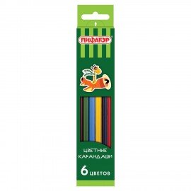Карандаши цветные ПИФАГОР "ЖИРАФ", 6 цветов, шестигранные, 181249