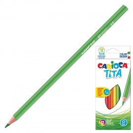 Карандаши цветные CARIOCA "Tita", 12 цветов, шестигранные, грифель 3 мм, 42793