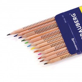 Карандаши цветные BRAUBERG "Цветы", 12 цветов, трехгранные, лакированные, грифель 3 мм, натуральное дерево, 181288