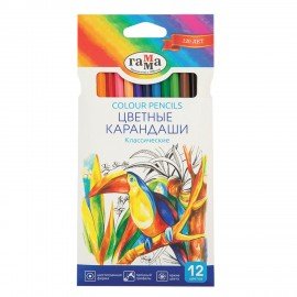 Карандаши цветные ГАММА "Классические", 12 цветов, шестигранные, натуральное дерево, 050918_02_02