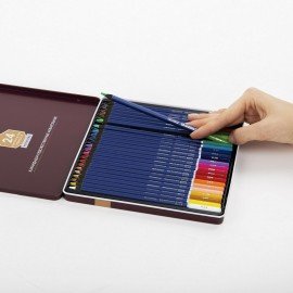 Карандаши художественные цветные акварельные BRAUBERG ART PREMIERE, 24 цвета, грифель 4 мм, металл, 181534