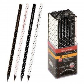Карандаш чернографитный BRAUBERG "PREMIUM TURKEY", 1 шт., "Dots", НВ, ассорти, дисплей, 181563
