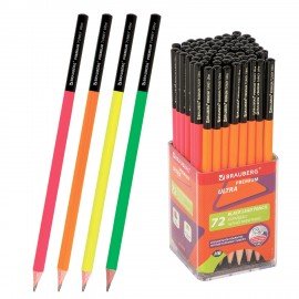 Карандаш чернографитный BRAUBERG "PREMIUM TURKEY", 1 шт., "Ultra", НВ, ассорти, дисплей,181570