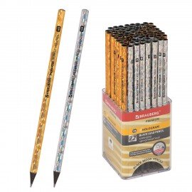 Карандаш чернографитный BRAUBERG "PREMIUM TURKEY", 1 шт., "Hologram", НВ, ассорти, дисплей, 181571