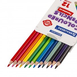 Карандаши цветные BRAUBERG PREMIUM 12 цветов, трехгранные, грифель 3,3 мм, натуральное дерево, 181651