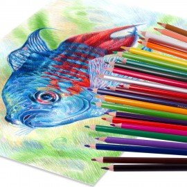 Карандаши цветные BRAUBERG PREMIUM, 24 цвета, трехгранные, грифель 3,3 мм, натуральное дерево, 181653