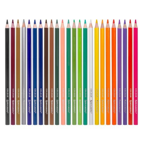Карандаши цветные BRAUBERG PREMIUM, 24 цвета, шестигранные, грифель 3,3 мм, 181658