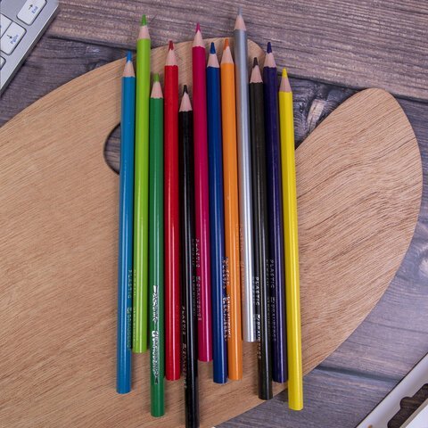 Карандаши цветные BRAUBERG PREMIUM, 12 цветов, пластиковые, трехгранные, грифель 3 мм, 181661