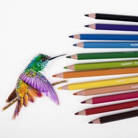 Карандаши цветные стираемые с резинкой CARIOCA "Erasable", 12 цветов, шестигранные, грифель 3 мм, 42897