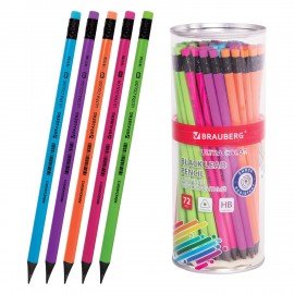 Карандаш чернографитный BRAUBERG "ULTRA COLOR", 1 шт., HB, с ластиком, пластиковый, 181708