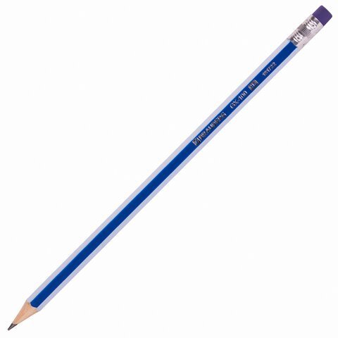 Набор карандашей чернографитных BRAUBERG "GX-100" 12 шт., HB, с ластиком, корпус синий, 181722
