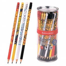 Карандаш чернографитный BRAUBERG "HERITAGE", 1 шт., HB, с ластиком, корпус ассорти, 181751