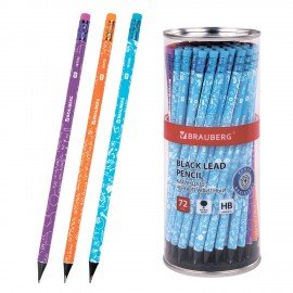 Карандаш чернографитный BRAUBERG "EXAM", 1 шт., HB, с ластиком, корпус ассорти, 181753