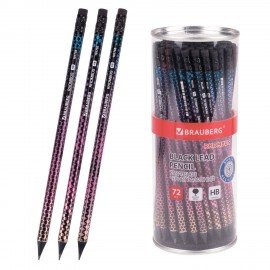 Карандаш чернографитный BRAUBERG "RHOMBUS", 1 шт., HB, с ластиком, корпус ассорти, 181755