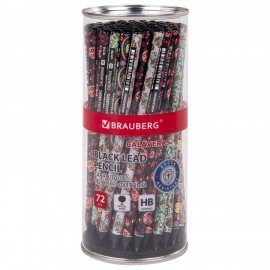 Карандаш чернографитный BRAUBERG "CALAVERAS", 1 шт., HB, корпус ассорти, 181758