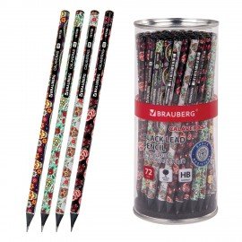 Карандаш чернографитный BRAUBERG "CALAVERAS", 1 шт., HB, корпус ассорти, 181758