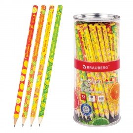 Карандаш чернографитный BRAUBERG "FRESH ZONE", 1 шт., HB, корпус ассорти, 181759